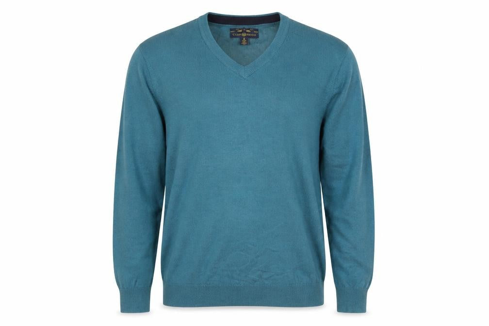 Club Room Men’s Blue V-Neck Pullover Jumper Size M Acrylic Knit