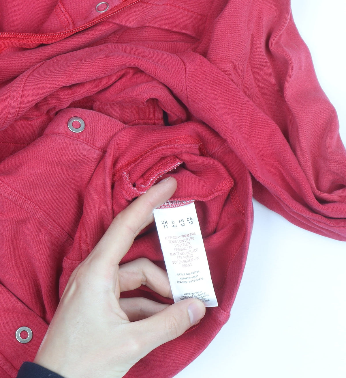 Dash Women Red Cotton Full Zip Lightweight Jacket Size 14