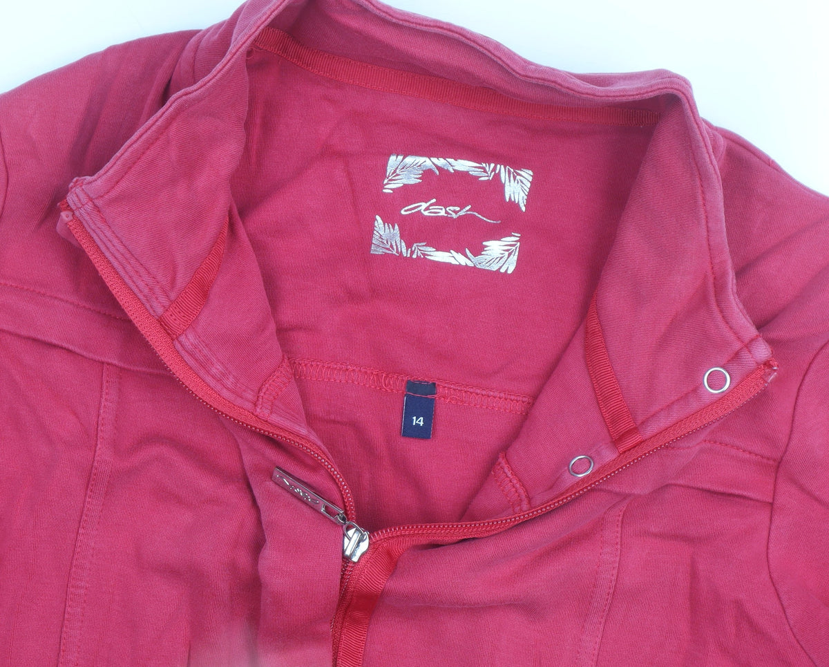 Dash Women Red Cotton Full Zip Lightweight Jacket Size 14