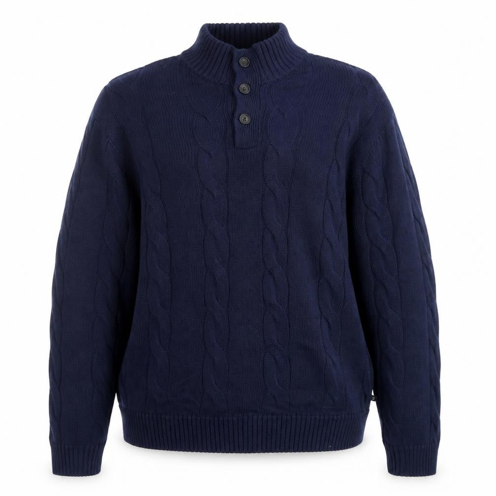Chaps Men's Blue Cotton Cable-Knit Henley Jumper 2XL
