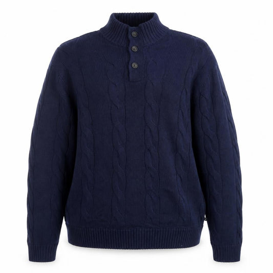 Chaps Men's Blue Cotton Cable-Knit Henley Jumper 2XL