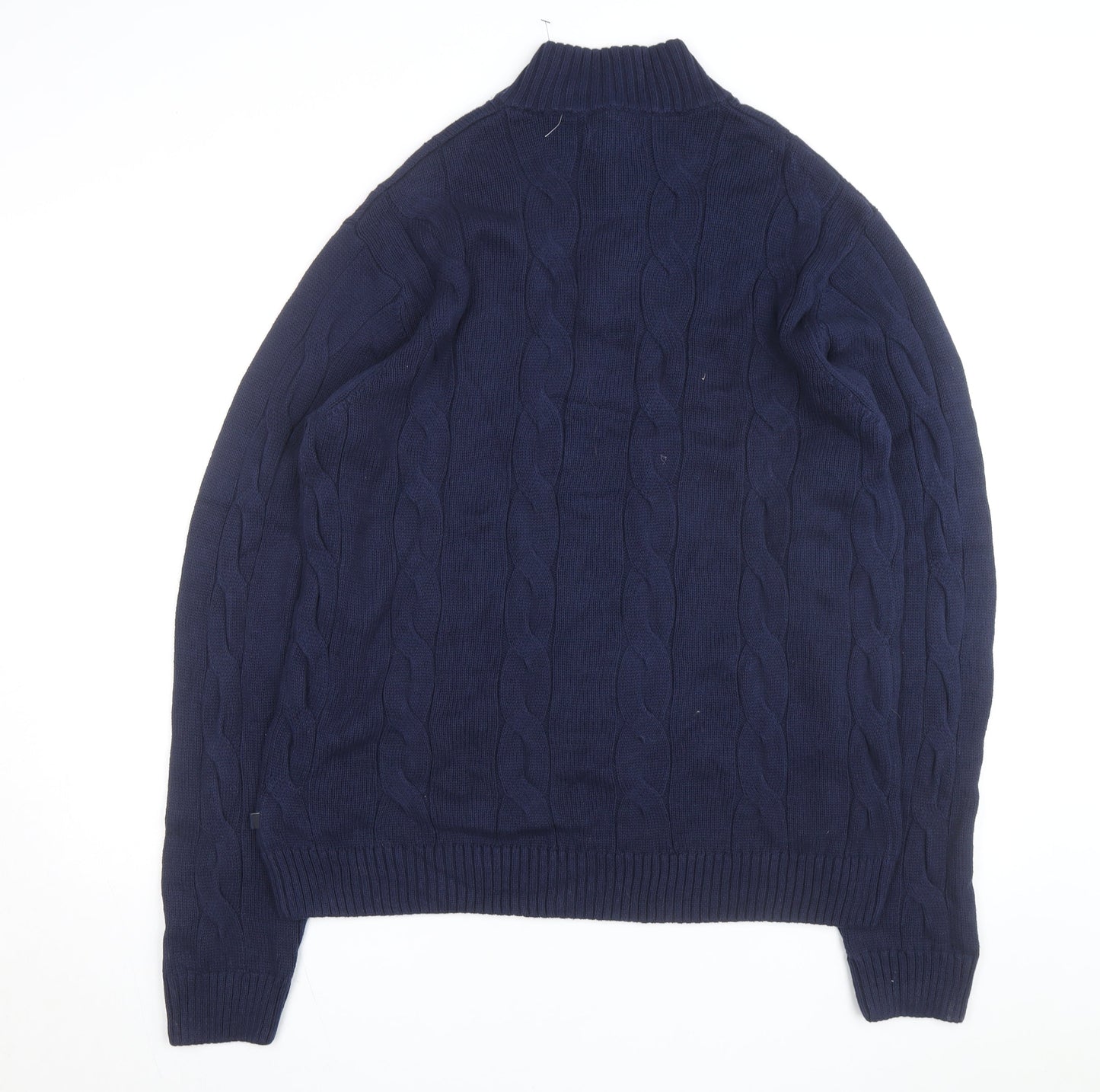 Chaps Men's Blue Cotton Cable-Knit Henley Jumper 2XL