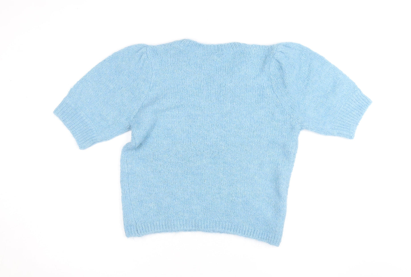 Vila Women Blue Short Sleeve Crew Neck Knit Pullover Jumper Size S