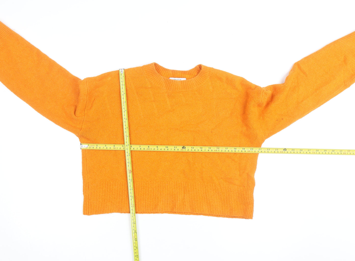 & Other Stories Women Orange Crew Neck Cotton Blend Jumper M