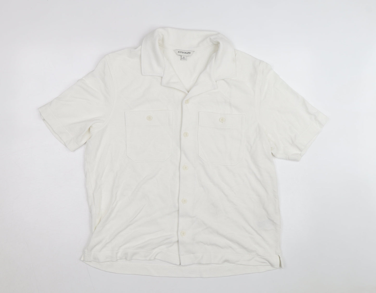Marks and Spencer Autograph Men's White Regular Fit Button-Up Shirt L