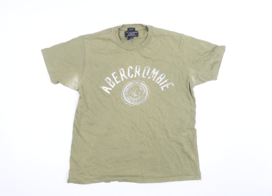 Abercrombie & Fitch Men's Green Crew Neck Graphic T-Shirt Size S
