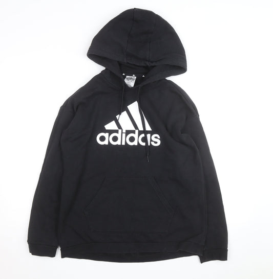 Adidas Womens Black Pullover Hoodie Size S Logo Graphic Hooded Sweatshirt