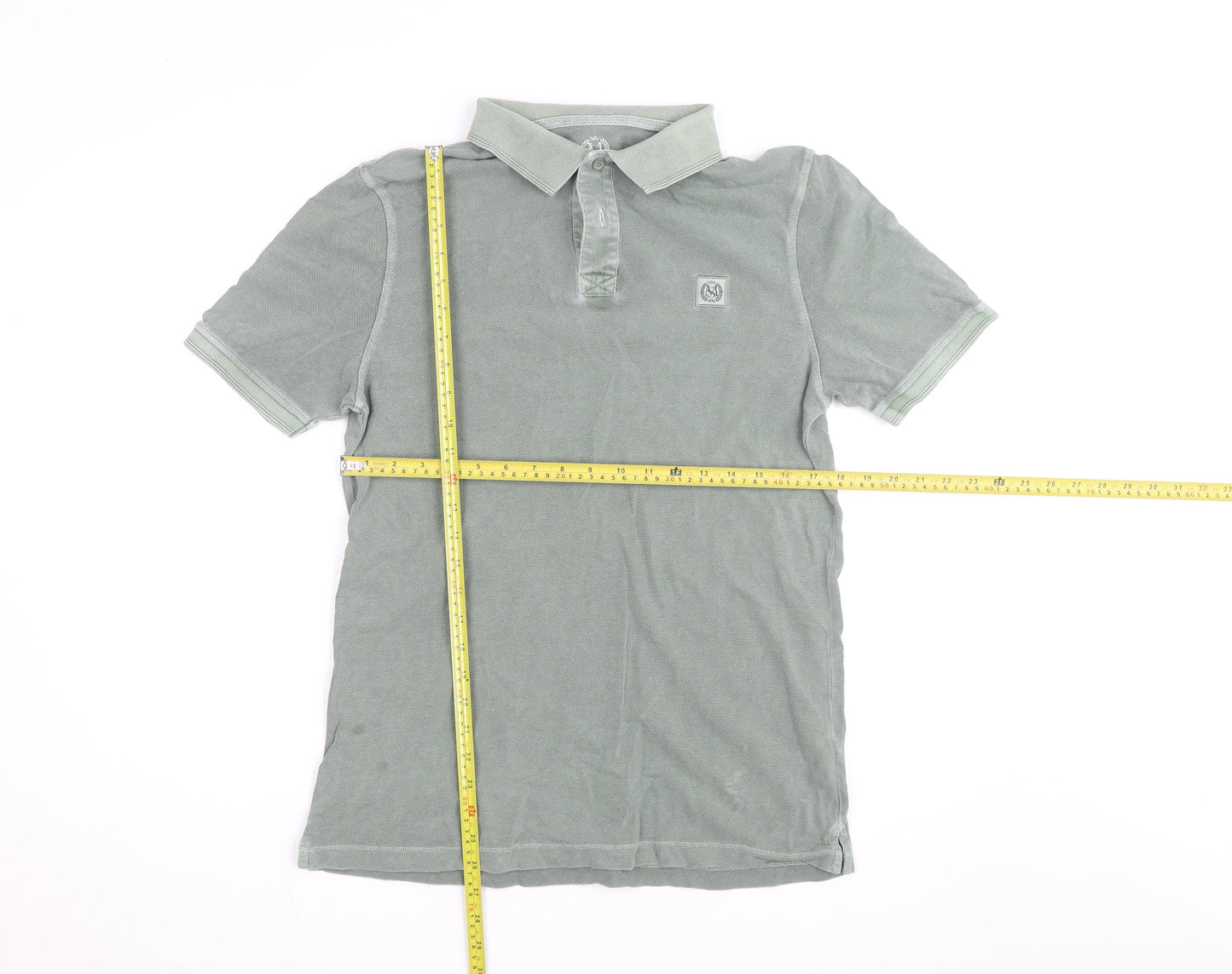 Marks and Spencer Men's Green Cotton Polo Shirt Size M Regular Fit