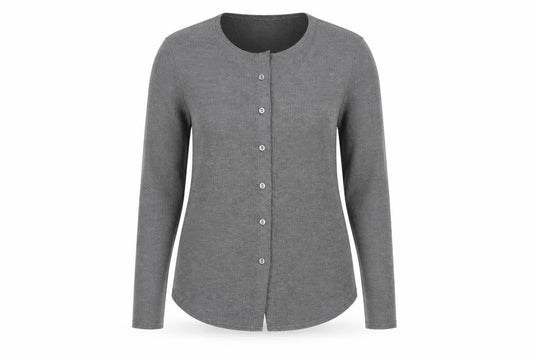 Boohoo Women Grey Knit V-Neck Long Sleeve Button Cardigan Size 14