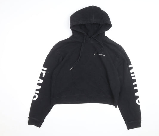 Calvin Klein Jeans Women's Black L Pullover Hoodie with Logo Print
