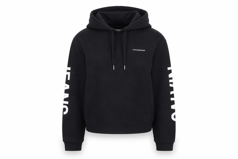 Calvin Klein Jeans Women's Black L Pullover Hoodie with Logo Print