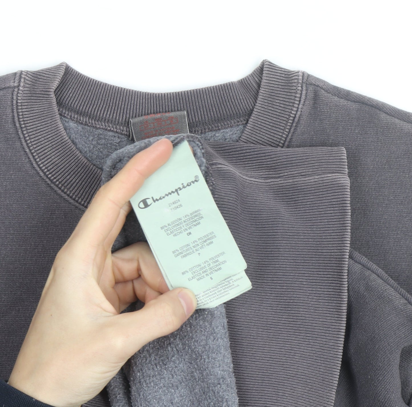 Champion Men's Grey Crew Neck Pullover Sweatshirt Size S