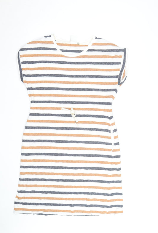 Weird Fish Women’s Multicoloured Stripe Cotton T-Shirt Dress Size 16