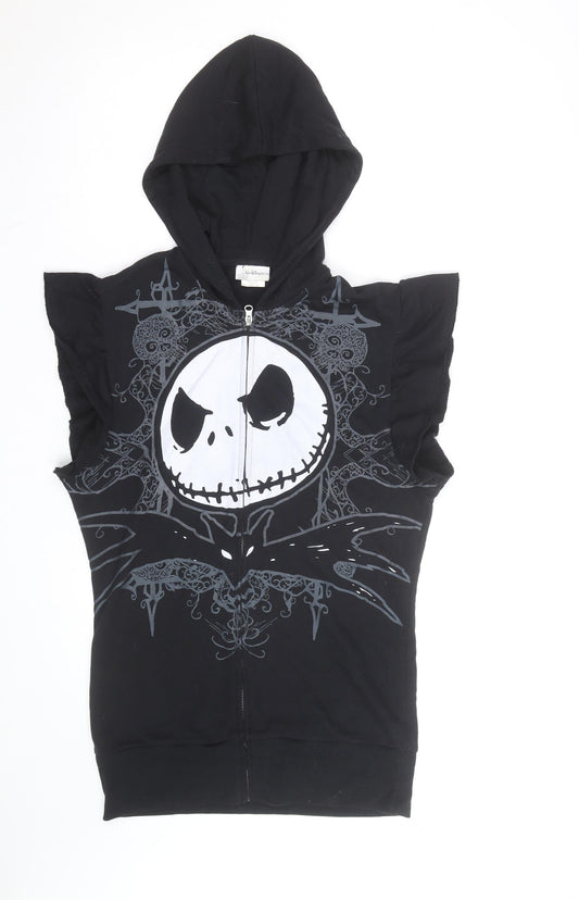 Disney Women’s Black Full Zip Hoodie Jack Skellington Size L Gothic Style