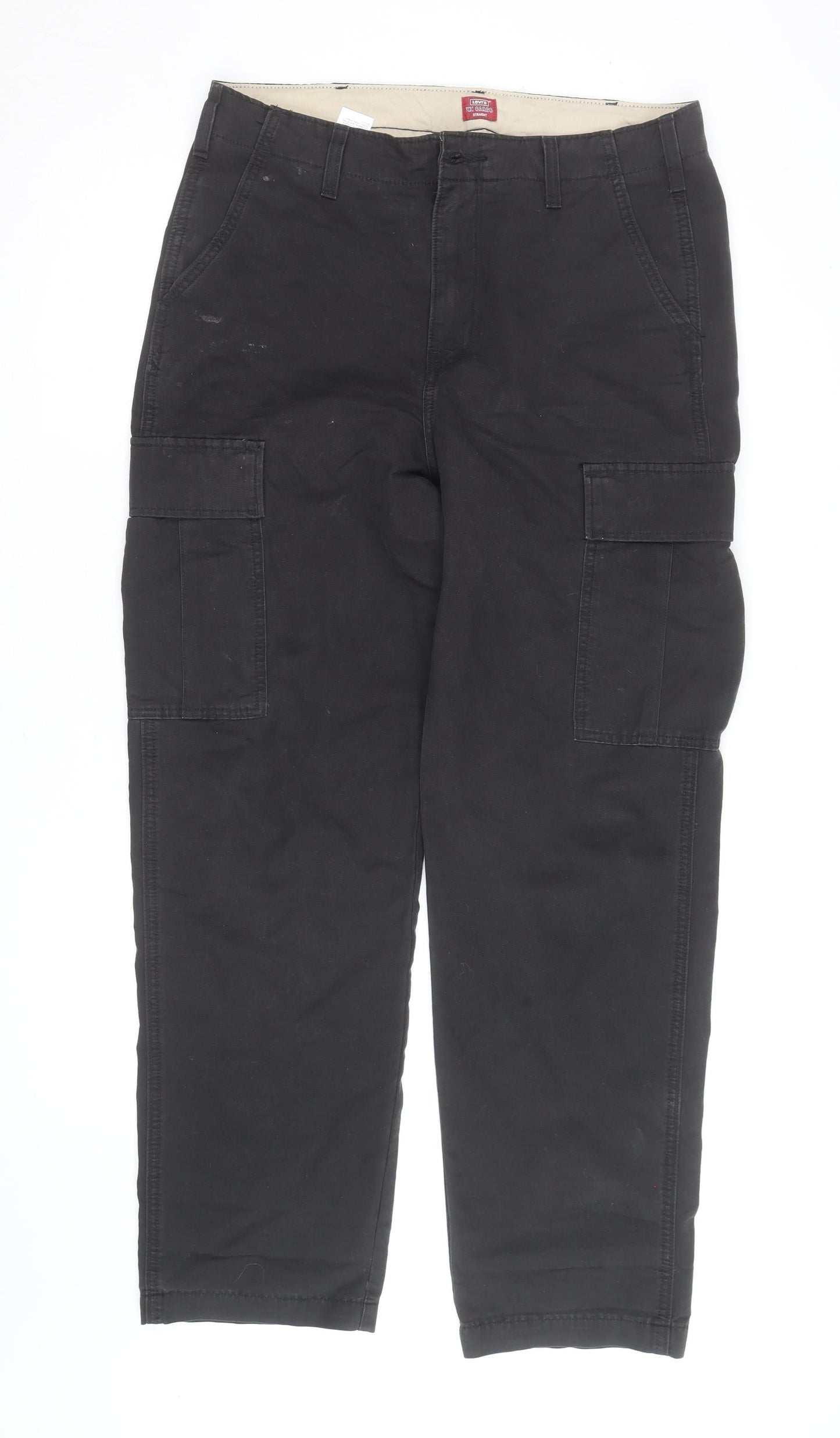 Levi's Men's Black Cargo Straight Trousers M Regular Fit