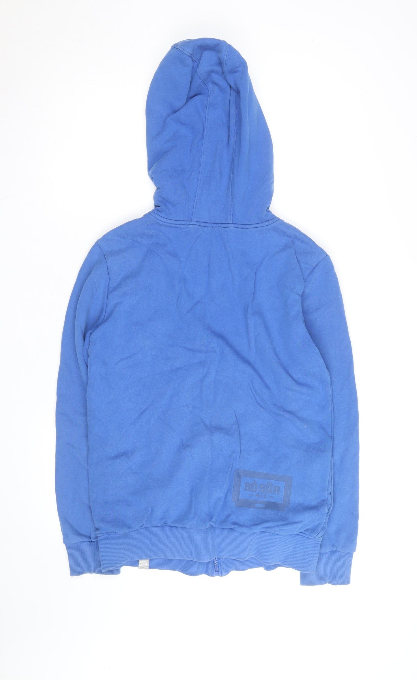 Bo Subi Men's Blue Full Zip Hoodie with Retro Cloud Design Size M