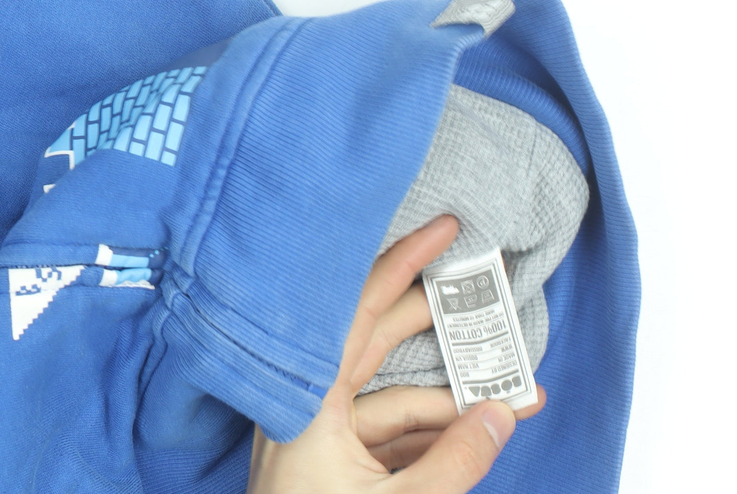 Bo Subi Men's Blue Full Zip Hoodie with Retro Cloud Design Size M