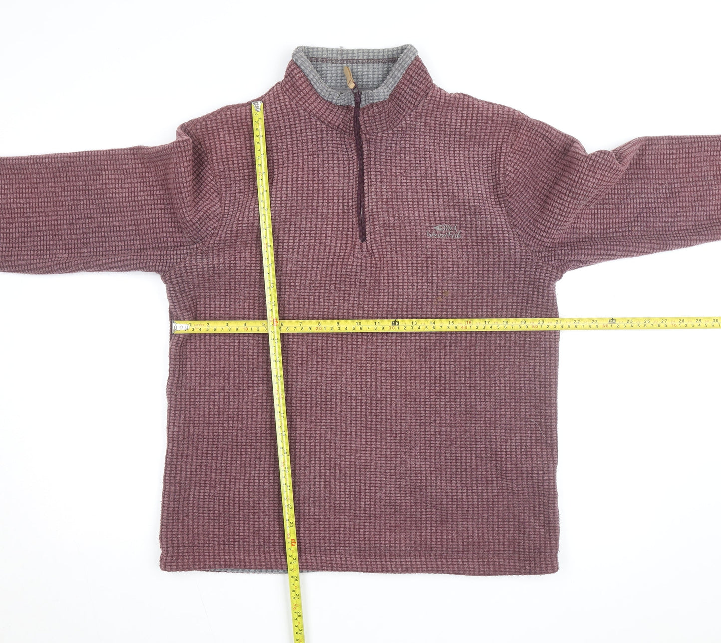 Weird Fish Men's Purple Waffle-Knit 1/4 Zip Jumper Size M