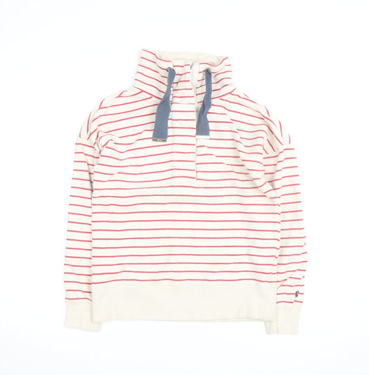 Joules Women White Red Stripe Pullover Sweatshirt Size 14
