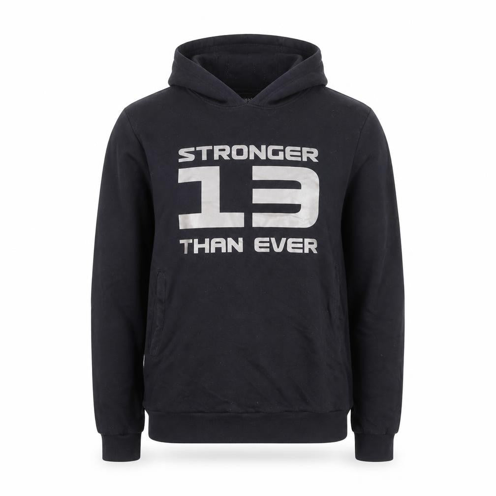 HRX Mens Black Medium Pullover Hoodie with Logo Print