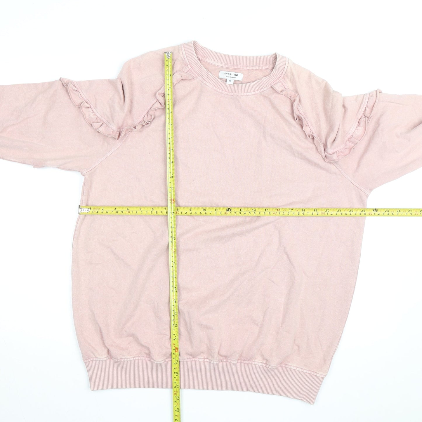 JD Williams Women's Pink Ruffle Crew Neck Pullover Sweatshirt Size 16