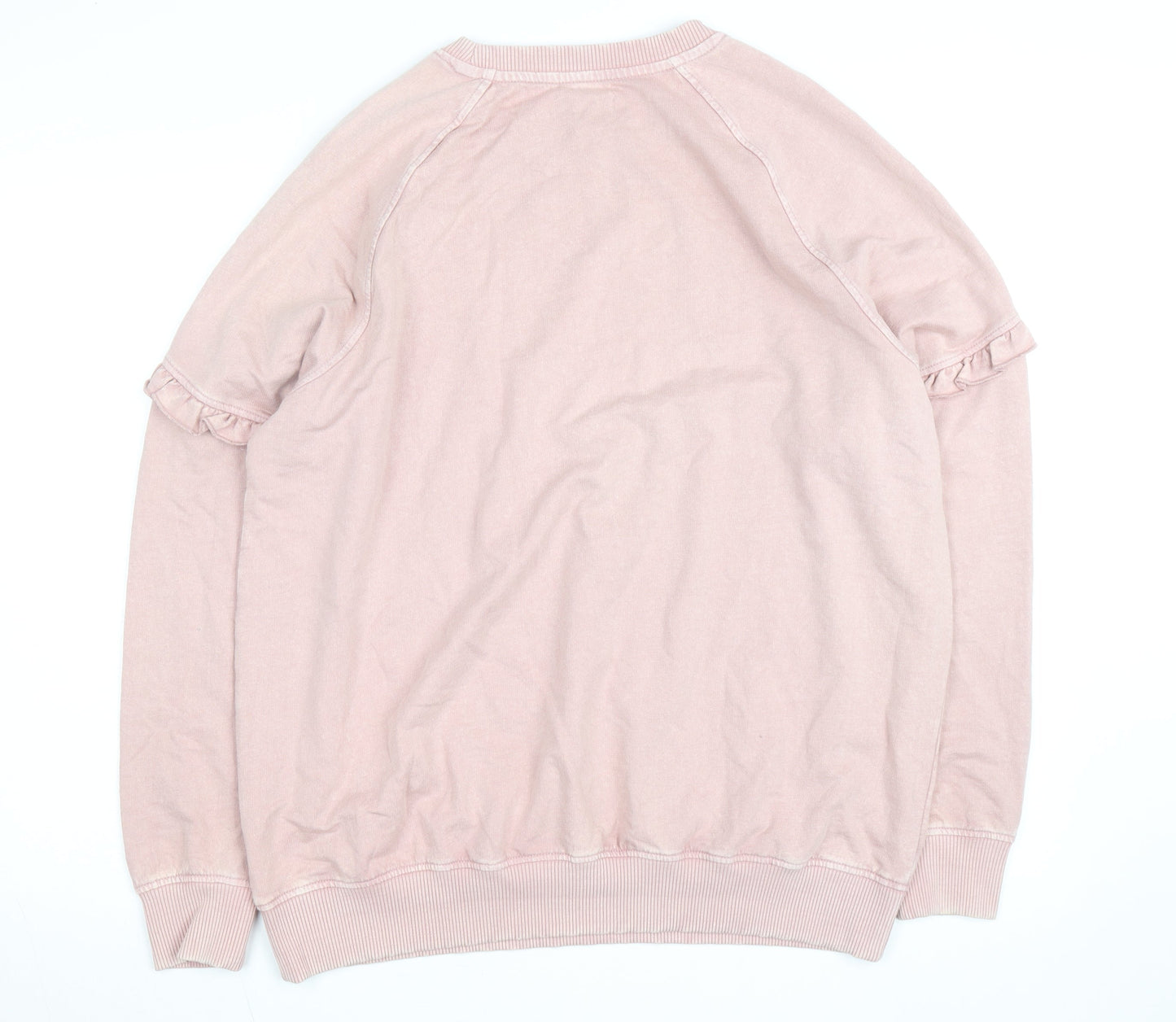 JD Williams Women's Pink Ruffle Crew Neck Pullover Sweatshirt Size 16