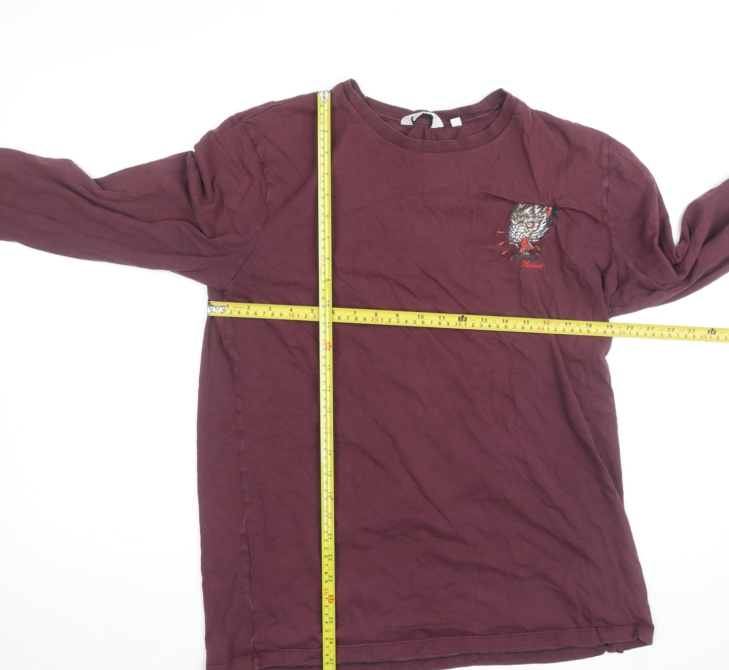 Next Men’s Red Long Sleeve Regular Fit Cotton Wolf Top Size L