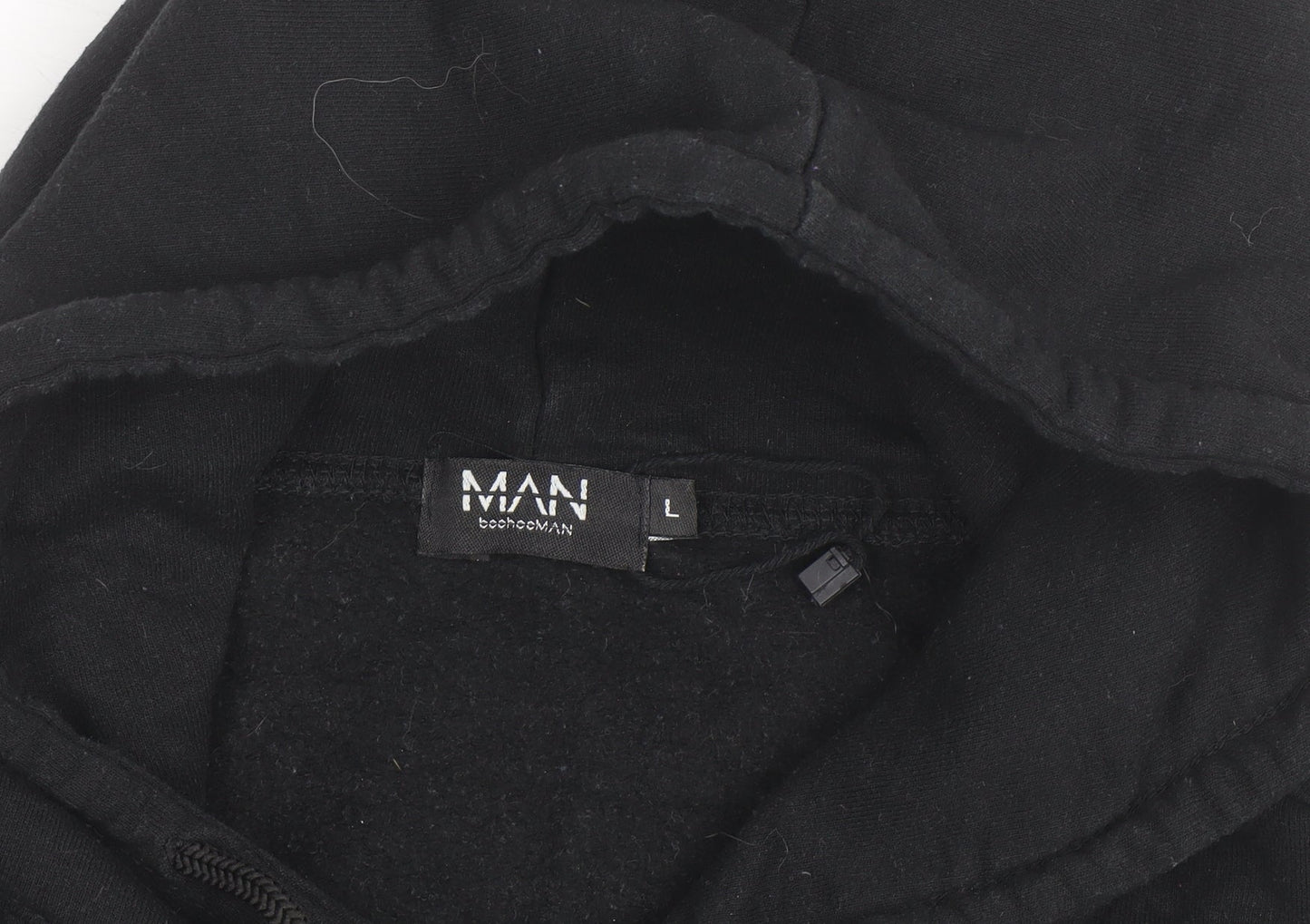 BoohooMAN Men's Black L Pullover Hoodie with Logo Design