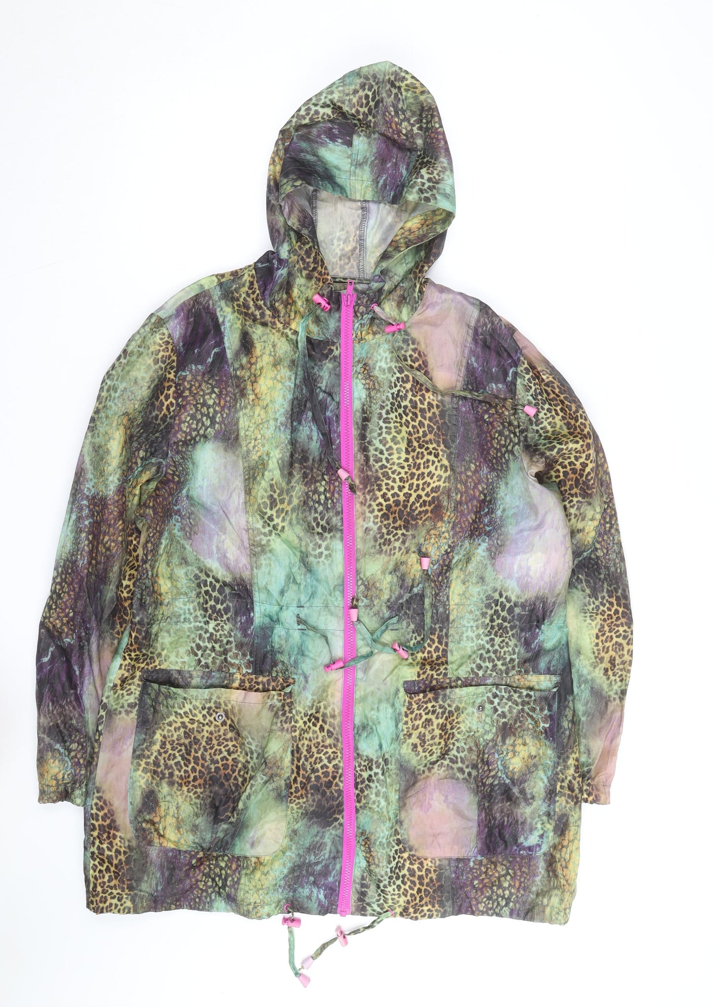 Love Label Women’s Multicoloured Animal Print Hooded Rain Jacket Size 14