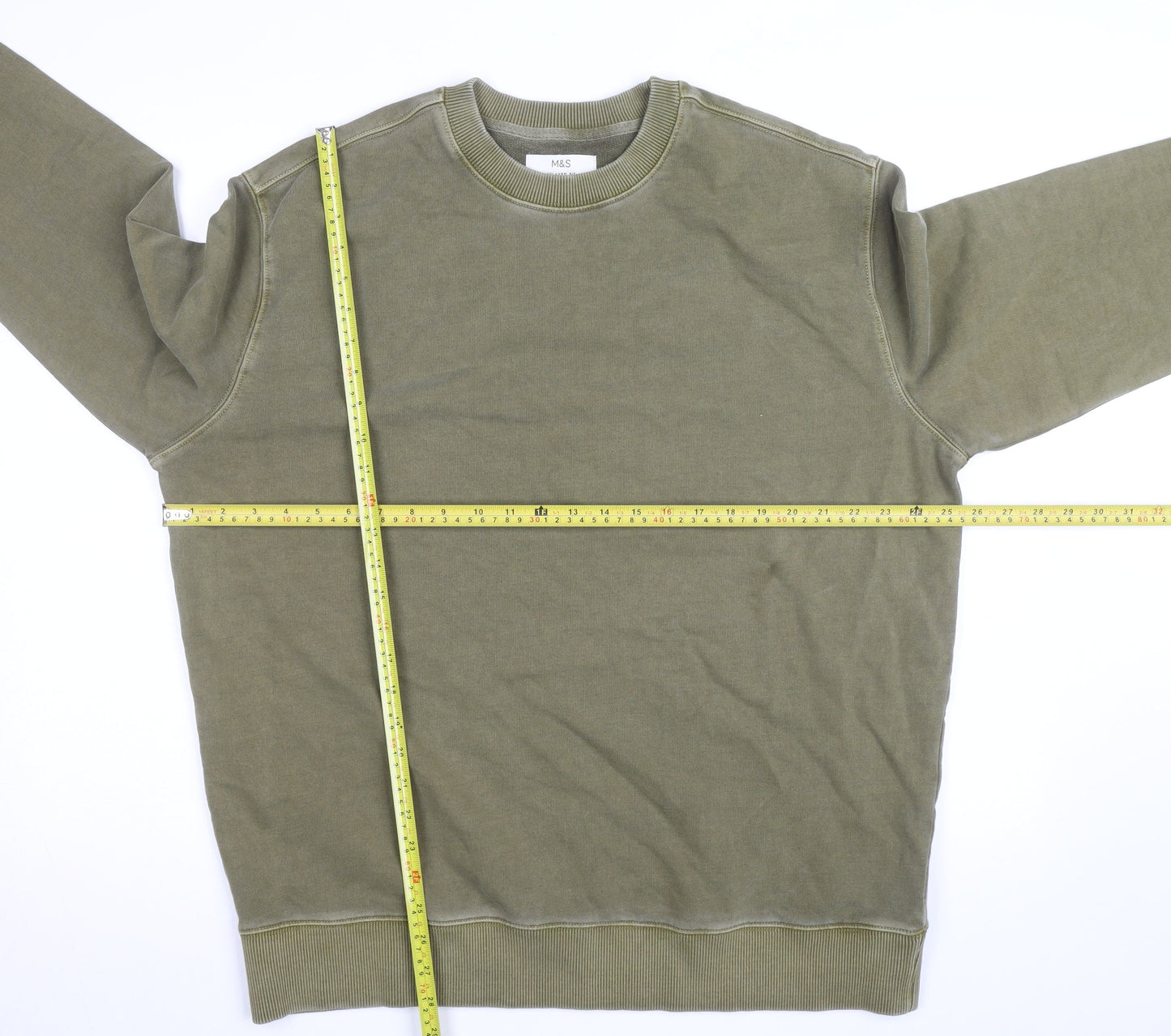 Marks and Spencer Men's Green XL Relaxed Fit Crew Neck Sweatshirt