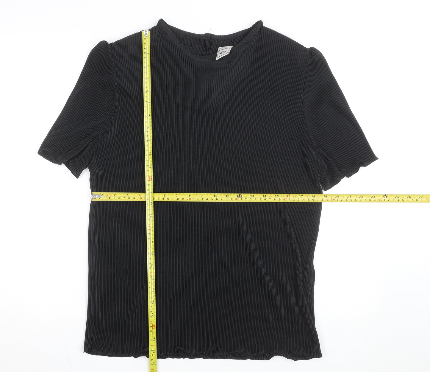 C&A Women’s Black Pleated Short Sleeve Blouse UK 20