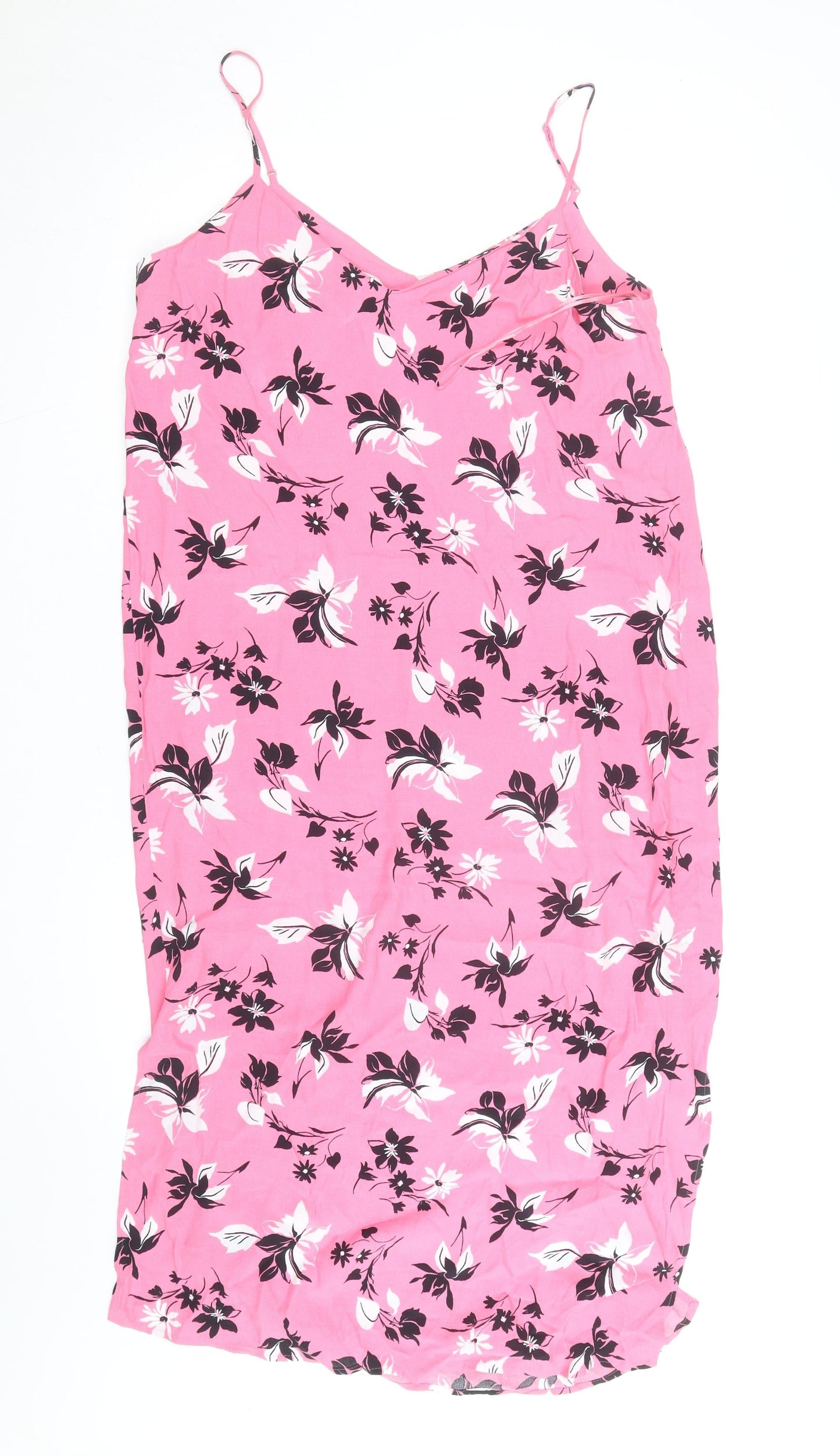 Marks and Spencer Women’s Pink Floral V-Neck Slip Dress Size 12