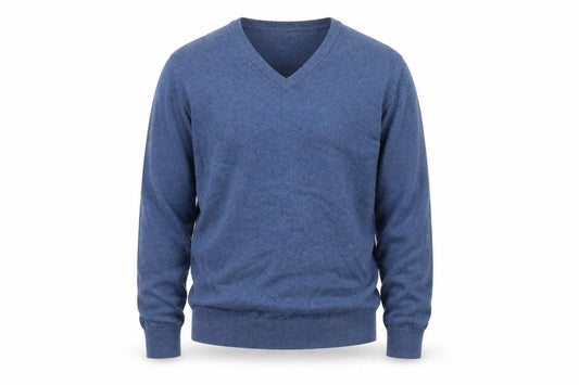 Marks & Spencer Men's Blue Cotton V-Neck Jumper XL