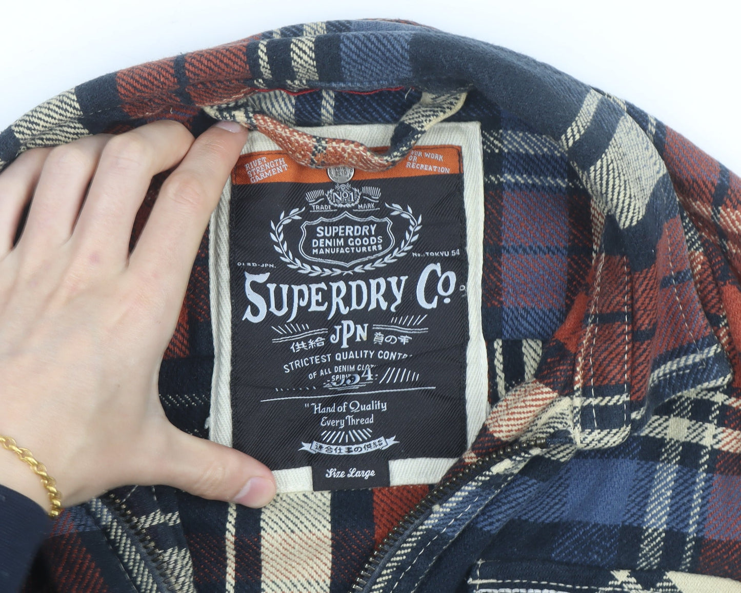 Superdry Men's Multicoloured Flannel Check Jacket L Zip Casual