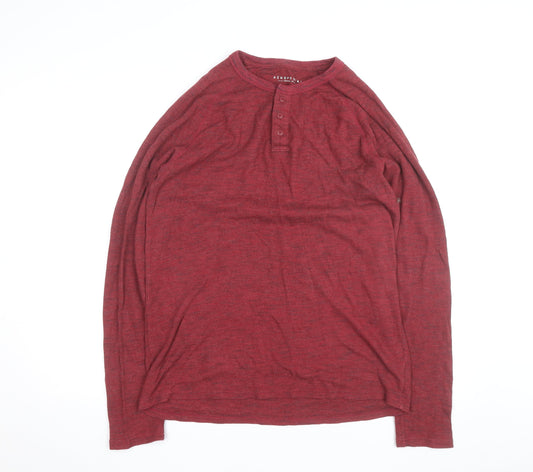 Aeropostale Men's Red Henley Long Sleeve Knit Top Size L