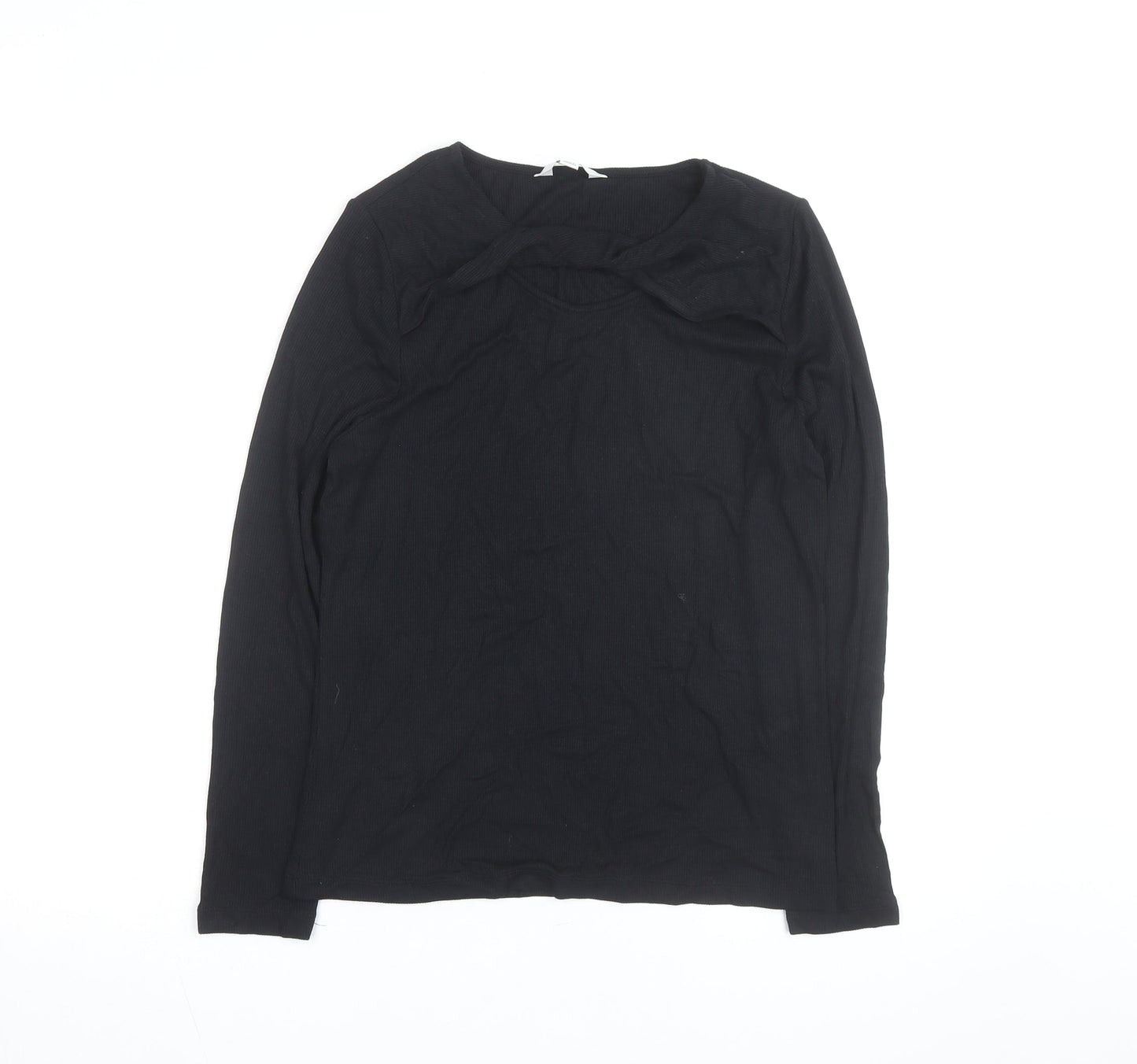 Marks and Spencer Womens Black Size 14 Long Sleeve Pullover Jumper