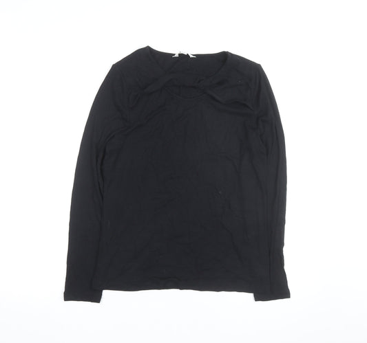 Marks and Spencer Womens Black Size 14 Long Sleeve Pullover Jumper