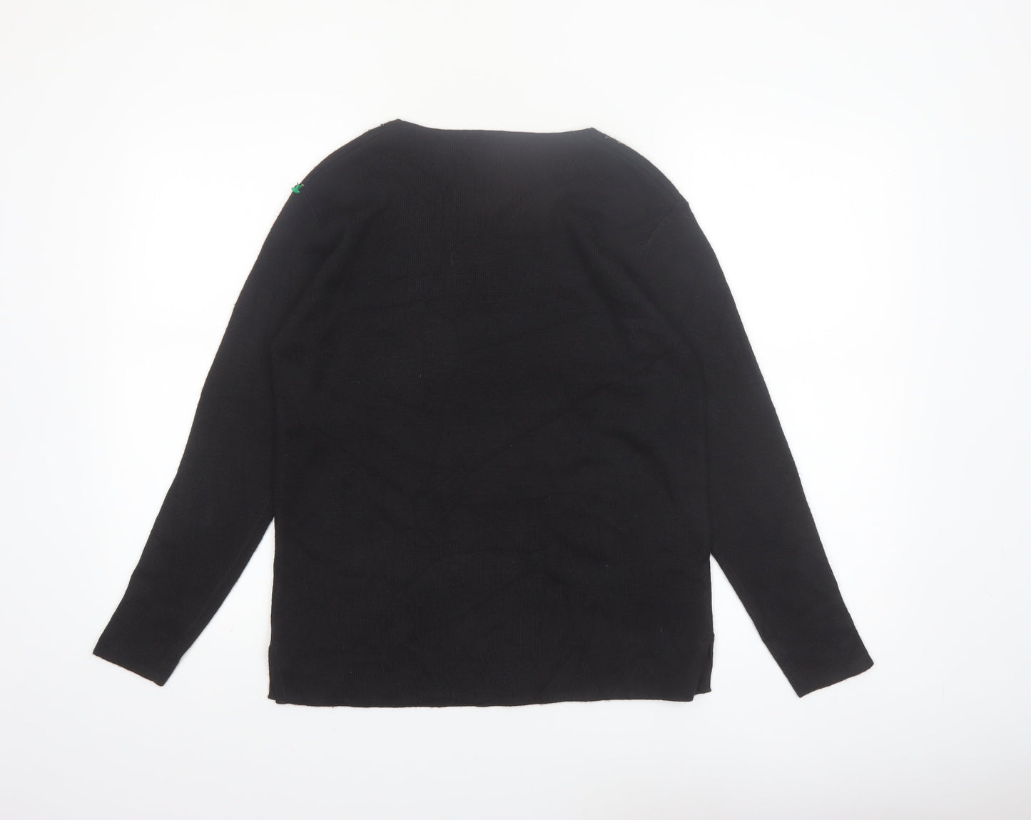 Hasting & Smith Women's Black Petite Beaded V-Neck Wool Blend Jumper
