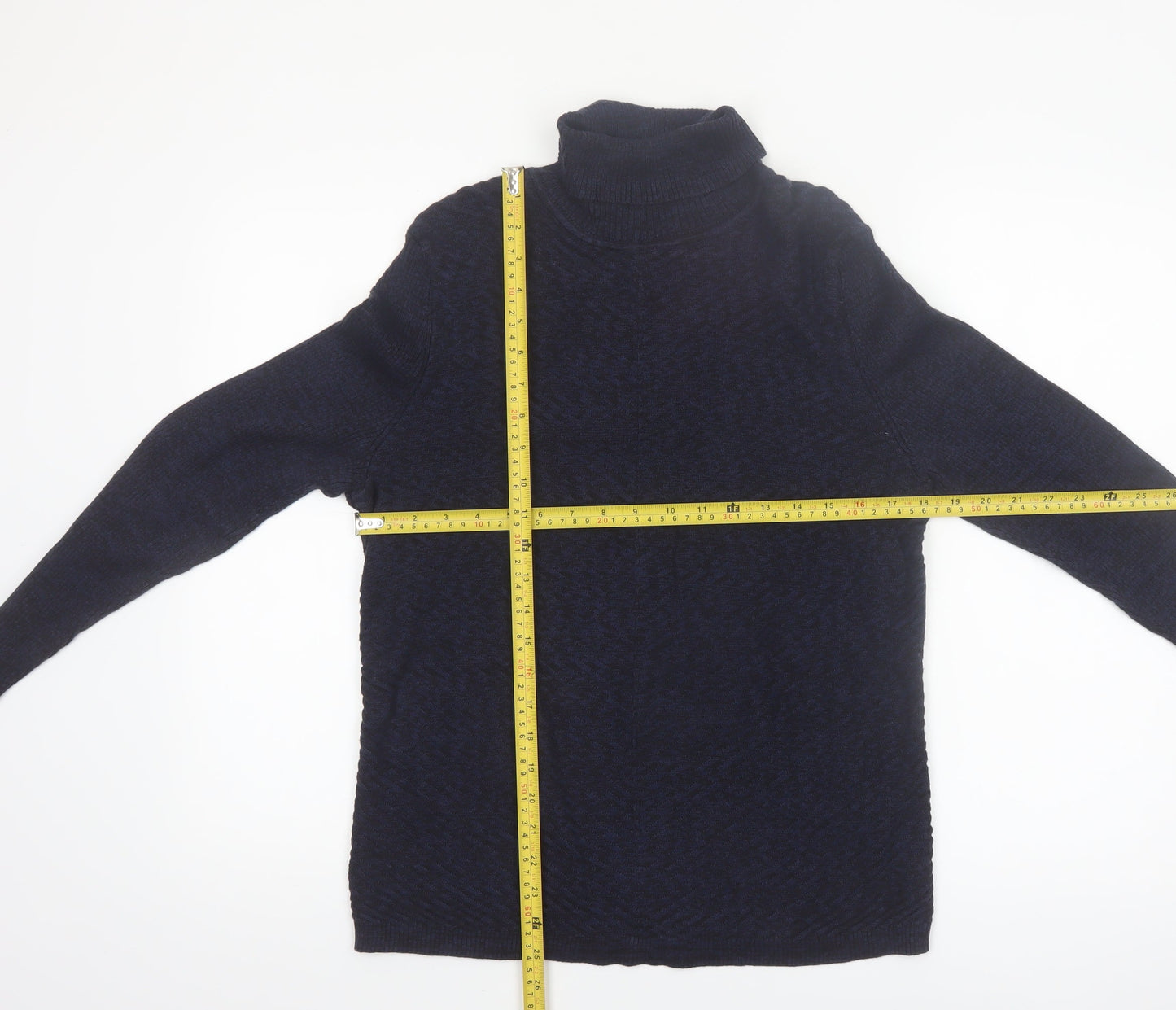 Denver Hayes Women's Blue Roll Neck Cotton Jumper Size L