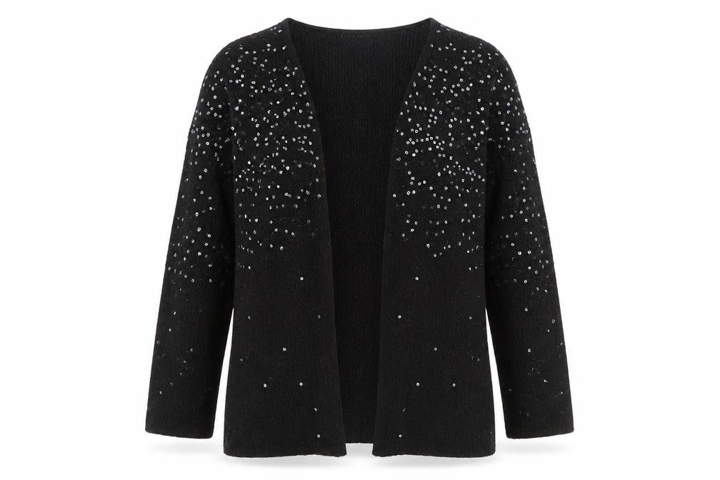 Lauren Michelle Women's Black Sequin Knit Cardigan M
