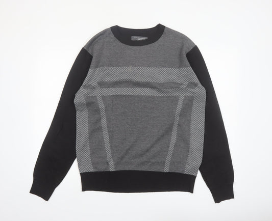 Vroom & Dreesmann Men's Grey Pullover Jumper Size L Knit Polyester