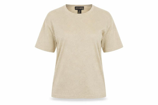 LISA Originals Womens Gold Metallic Knit Short Sleeve T-Shirt M