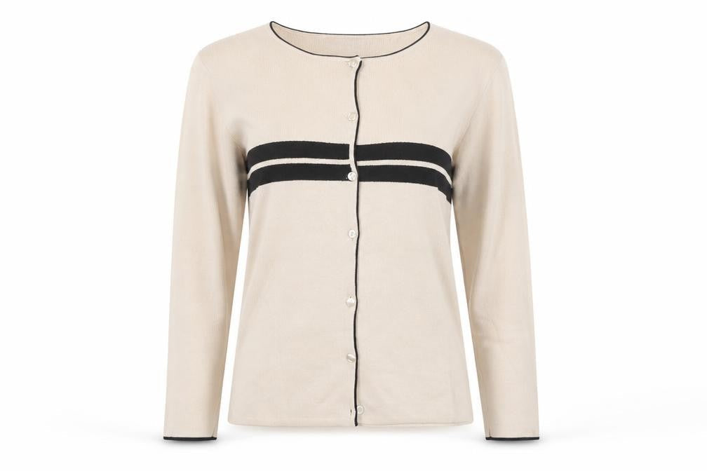 Finity Petite Womens Beige Knit Button Cardigan L