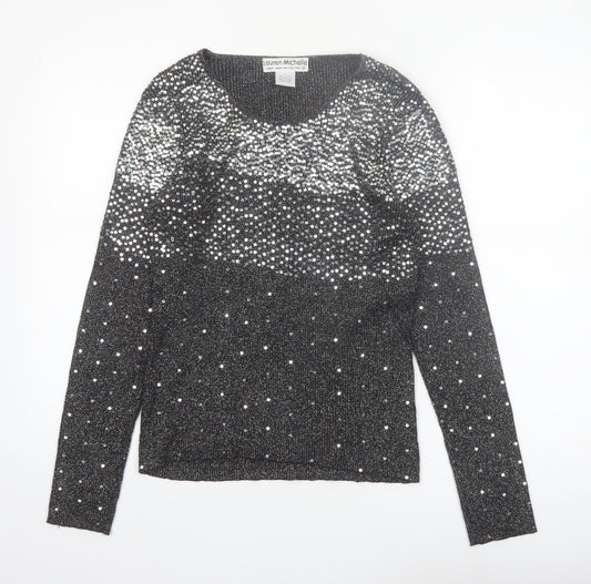 Lauren Michelle Women's Black L Sequin Knit Pullover Jumper