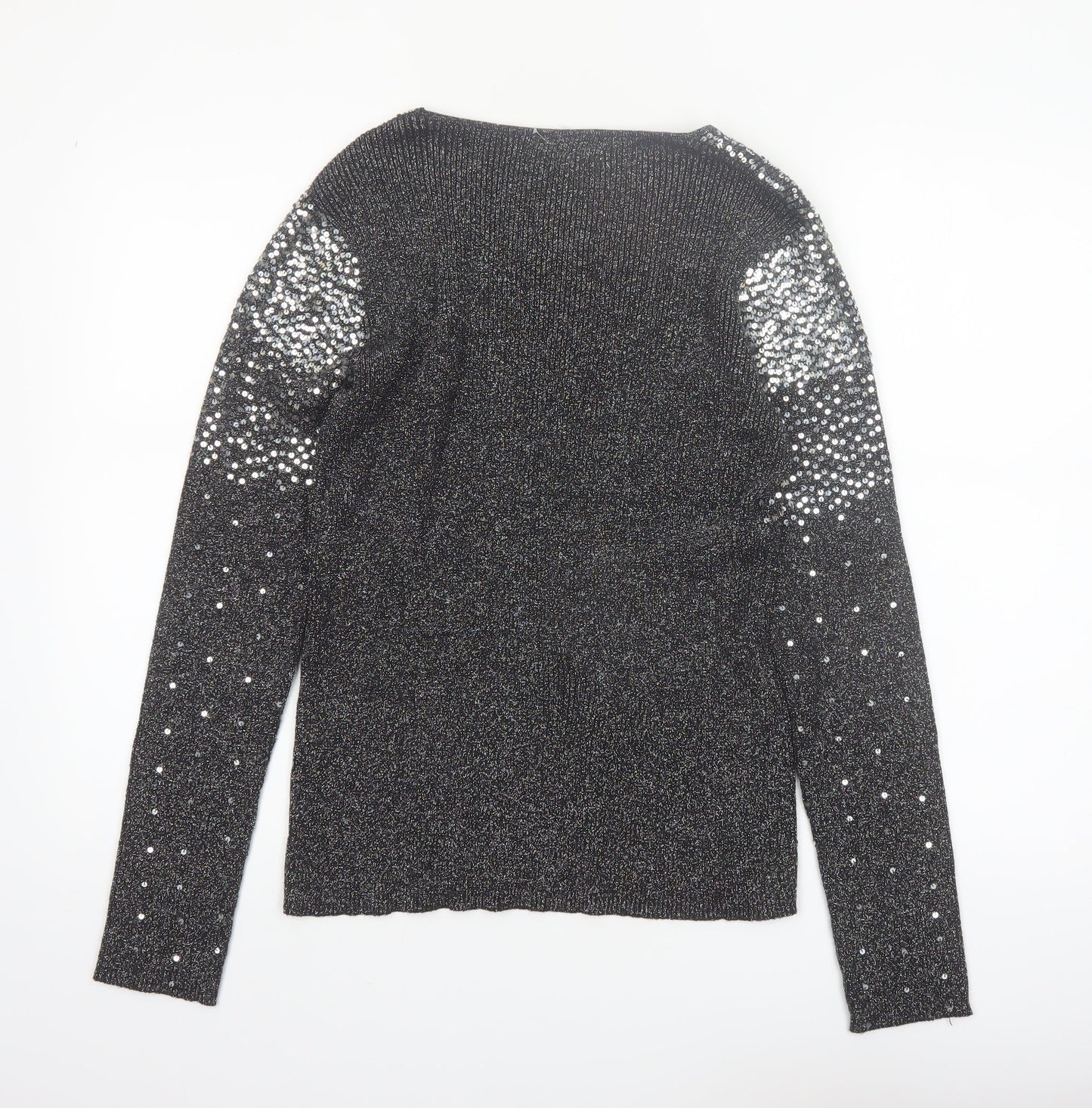 Lauren Michelle Women's Black L Sequin Knit Pullover Jumper