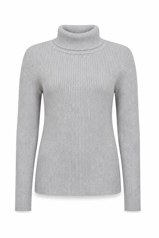 Basic Editions Women Grey Roll Neck Long Sleeve Knit Jumper Size S