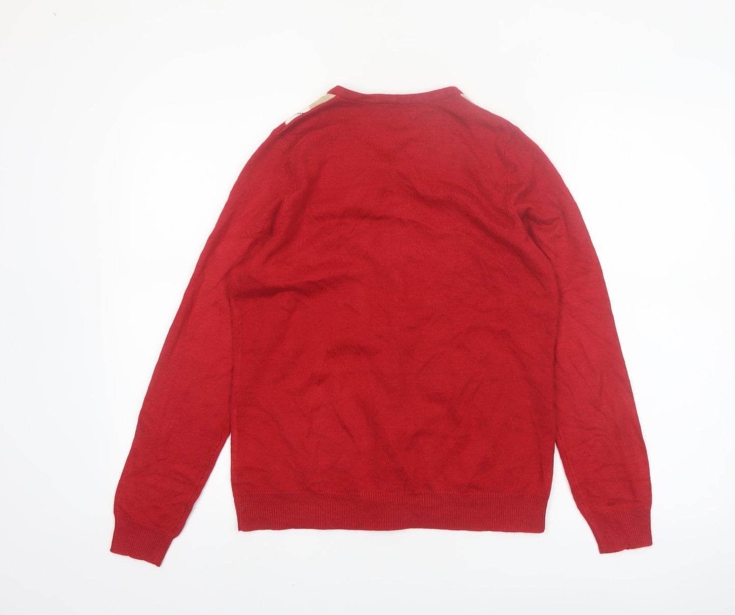 Croft & Barrow Women Red Argyle Knit Cardigan Size S