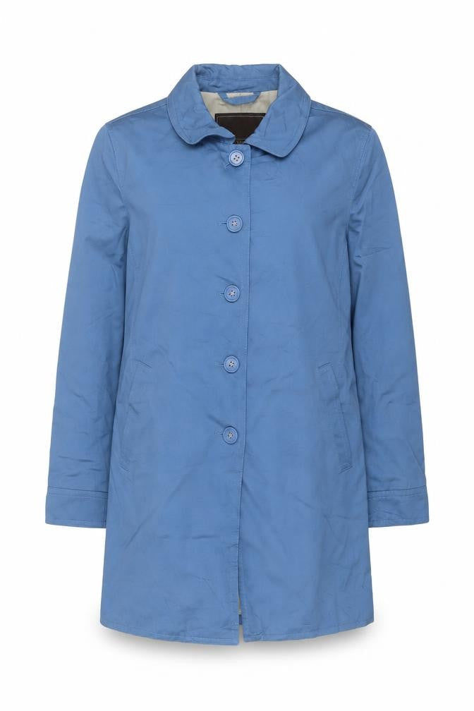 Coach Womens Blue Cotton Mid-Length Trench Coat L