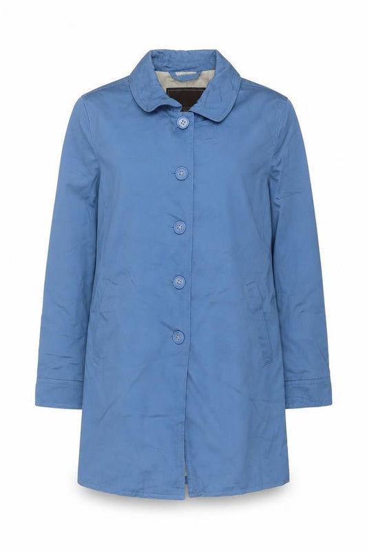 Coach Womens Blue Cotton Mid-Length Trench Coat L