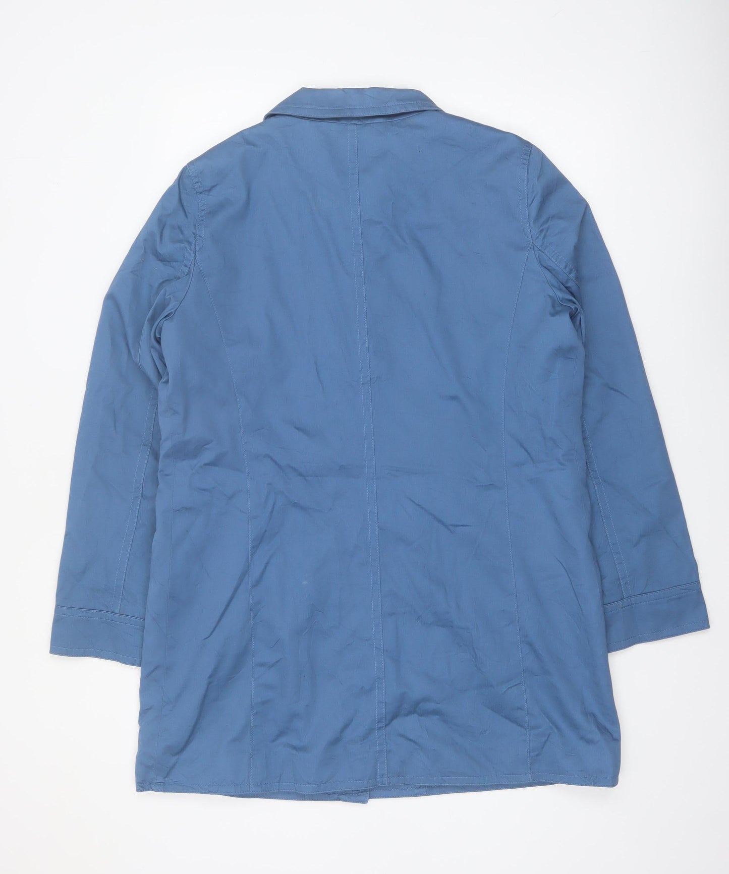Coach Womens Blue Cotton Mid-Length Trench Coat L